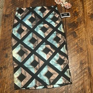 ECI New York, Green/ copper/ black metallic A-skirt. Size small. NWT